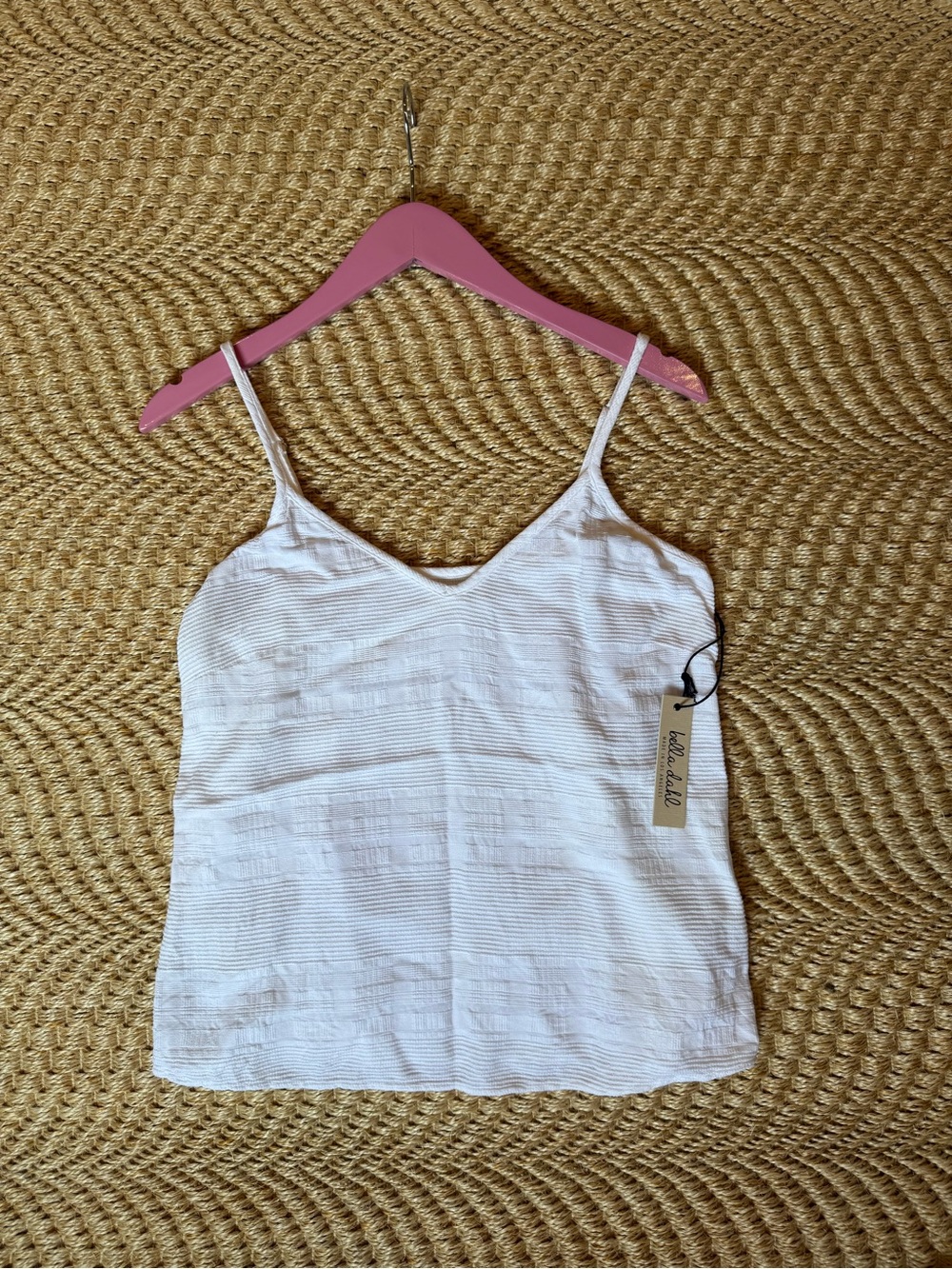 Bella Dahl White Textured Spaghetti Strap Tank